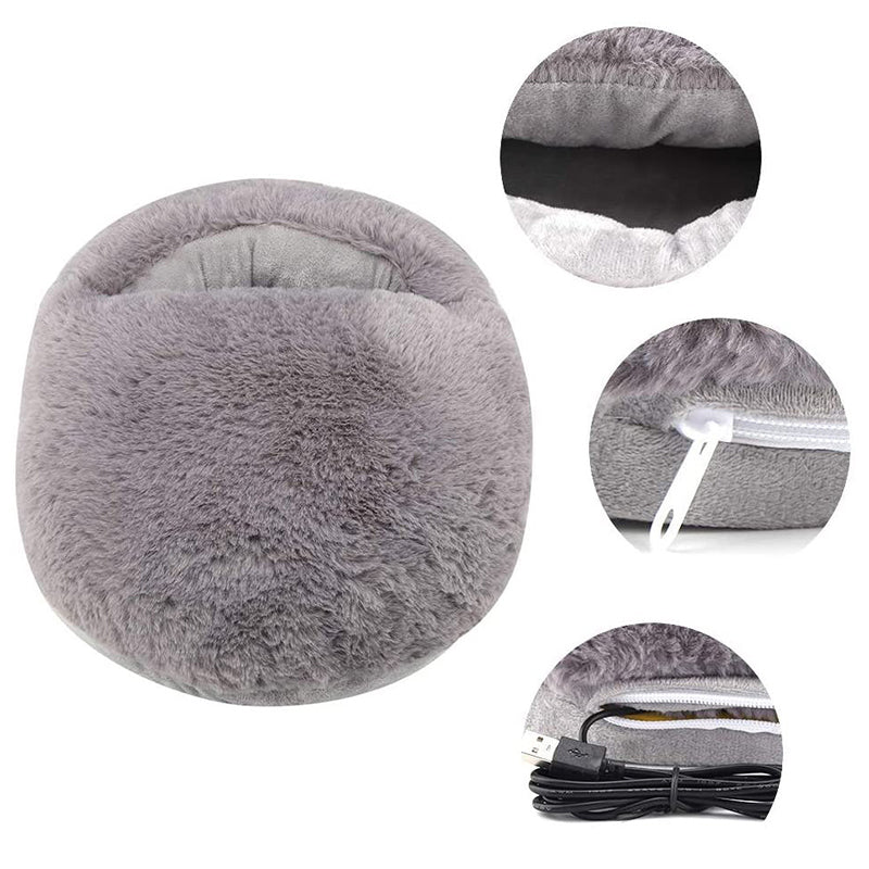 USB Heated Foot Warmer with Plush Fabric, Constant Heat or Three Heat Settings