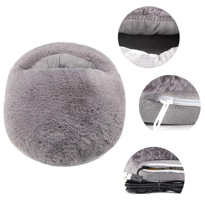 USB Heated Foot Warmer with Plush Fabric, Constant Heat or Three Heat Settings