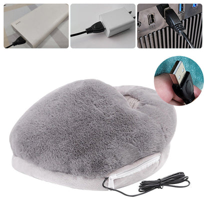 USB Heated Foot Warmer with Plush Fabric, Constant Heat or Three Heat Settings