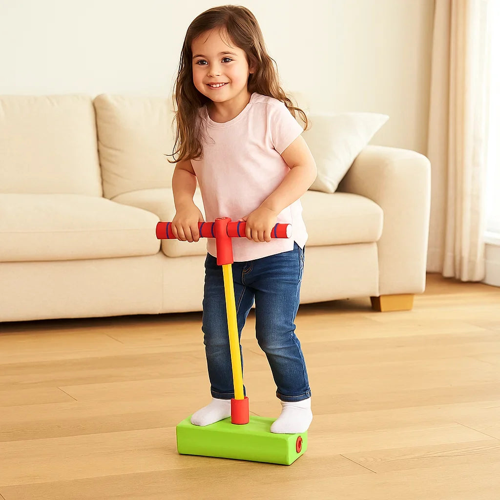 Soft Foam Hopper for Kids with Cushioned Handle and Grippy Footpad in Five Colors