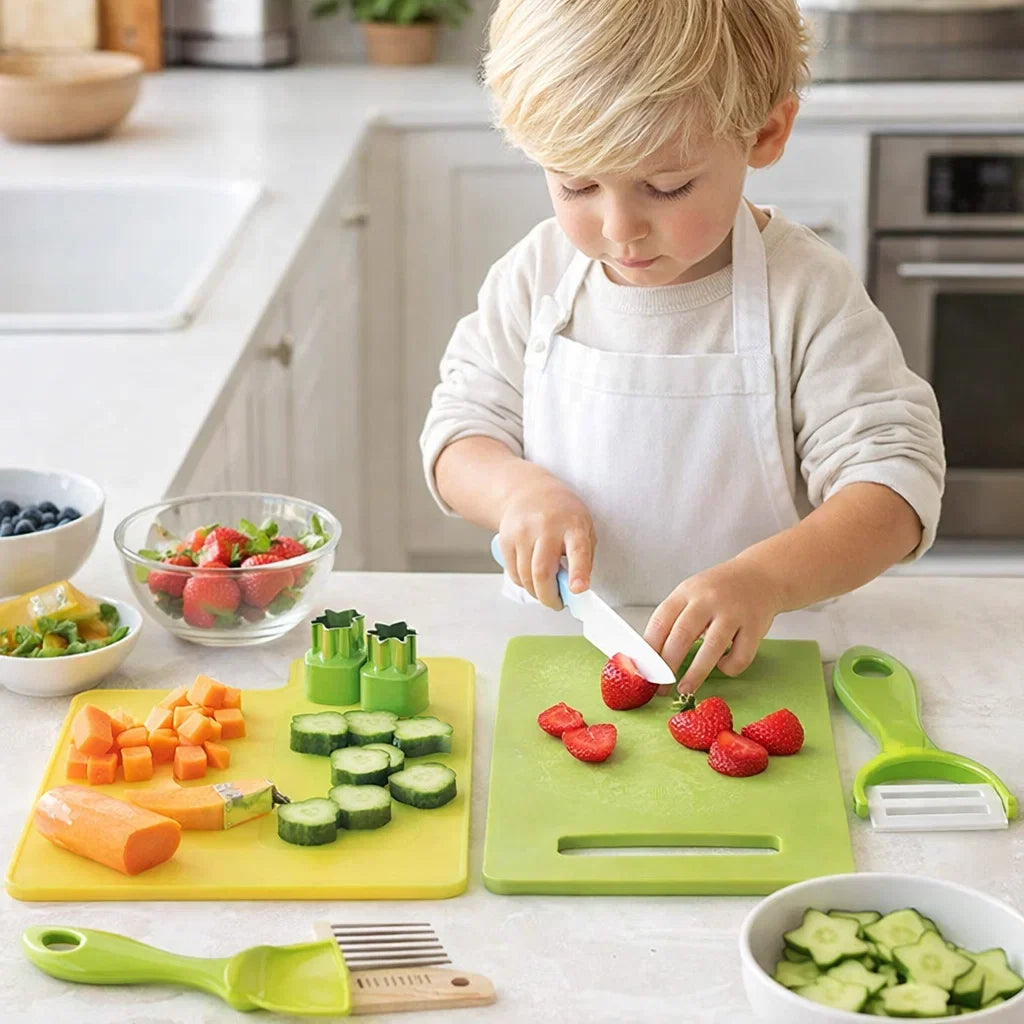 Kids Pretend Kitchen Tool Set in Seven Or Thirteen Piece Options for Play Cooking
