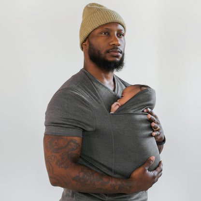 Cotton Babywearing T-Shirt with Built-In Pouch and Nursing Function