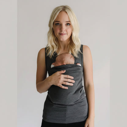 Cotton Babywearing T-Shirt with Built-In Pouch and Nursing Function