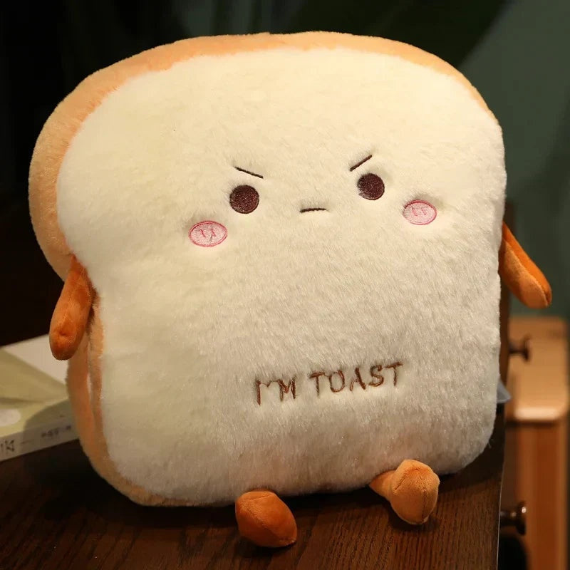 Toast Slice Hand Warmer Pillow with Built-In Pocket and Plush Fabric