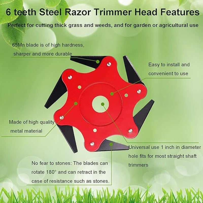 Heavy-Duty 6-Steel Blades Trimmer Head