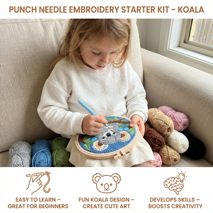 Beginner Punch Needle Embroidery Kit with Cute Animal Design Options