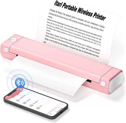 Portable Wireless Thermal Printer for A4 Pages with No Ink Needed in Four Colors