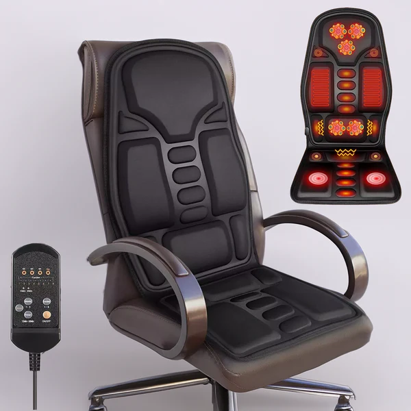 Back Massage Cushion with Eight Motors and Heat Function, Wired Remote Control