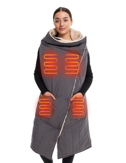 Wearable Heated Blanket with Five Heating Zones and Dual Independent Controls