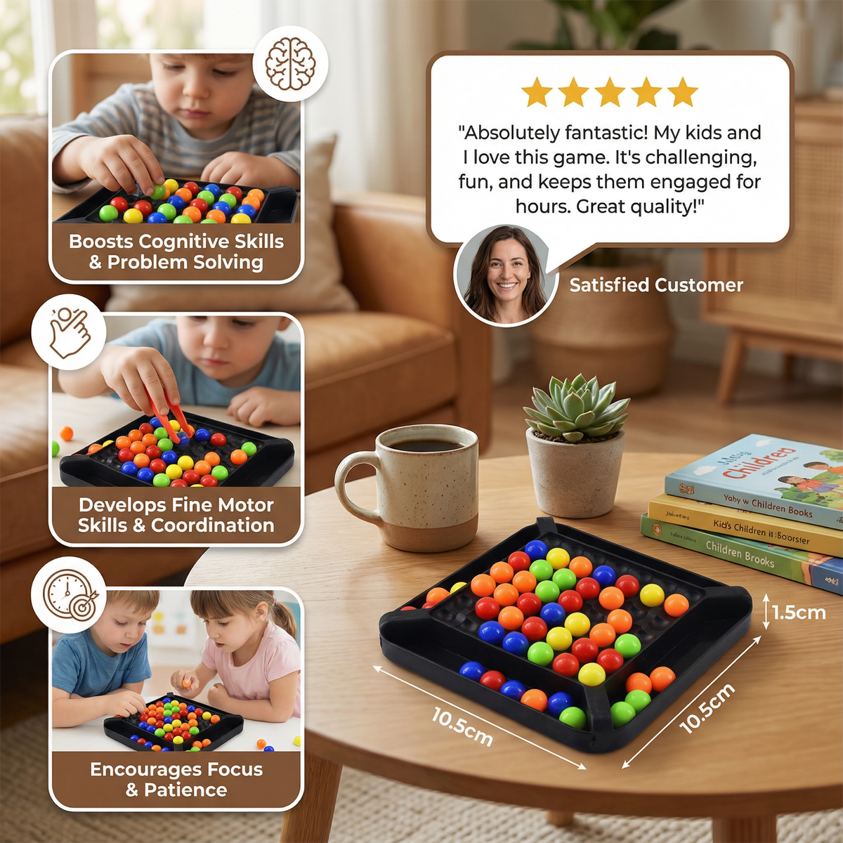 Color Match Marble Logic Puzzle for Kids and Adults with Screen Free Brain Play