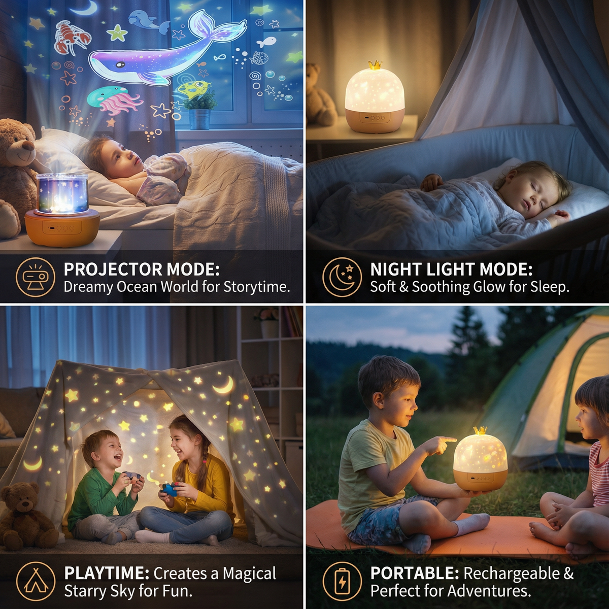 Ceiling Projector for Kids with Speaker and Dual Night Light Modes