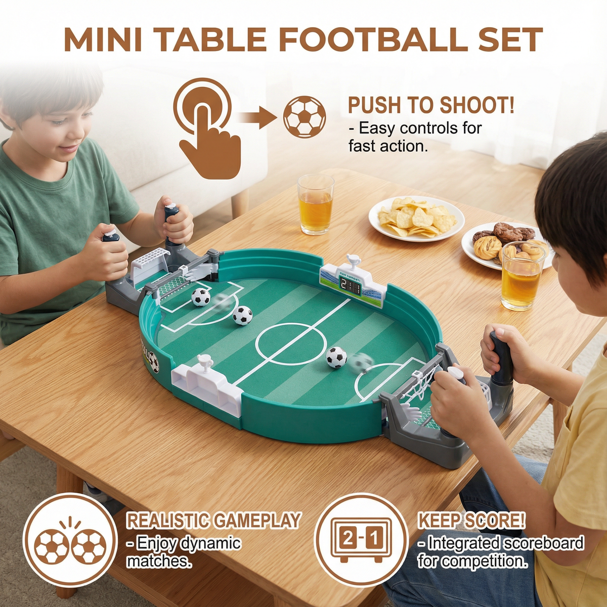 Mini Tabletop Football Game Set with Slider Controls and Scoreboard