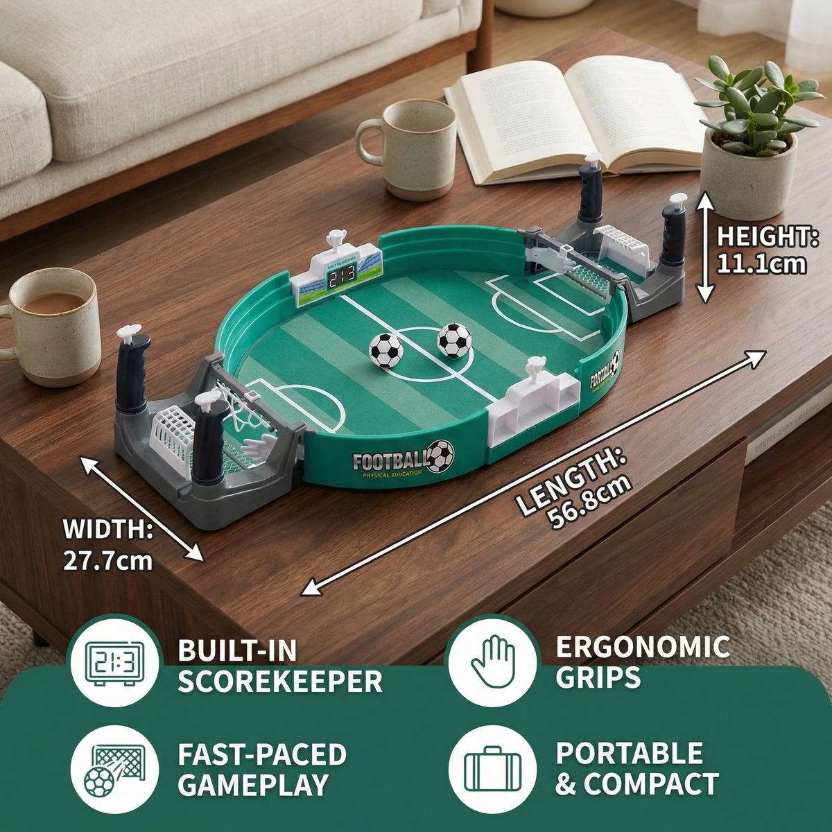 Mini Tabletop Football Game Set with Slider Controls and Scoreboard