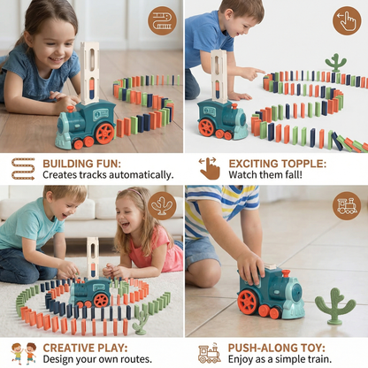 Domino Laying Train in Blue Or Pink with 60 Dominoes and Add on Packs of 100 Or 200