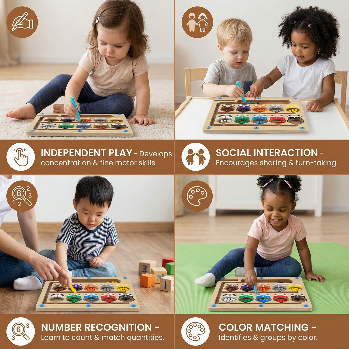Magnetic Bead Maze Puzzle for Color and Number Learning