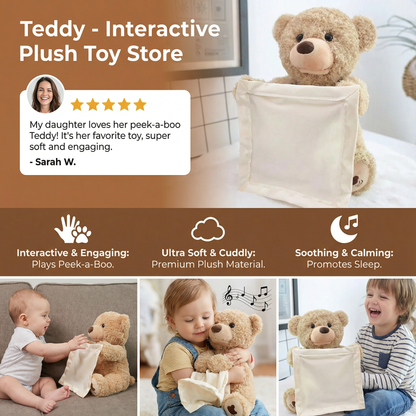 Peekaboo Teddy Bear Plush Toy That Talks and Moves for Babies and Toddlers