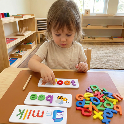 Colorful Letter and Picture Card Spelling Game That Matches Letters to Pictures for Preschoolers