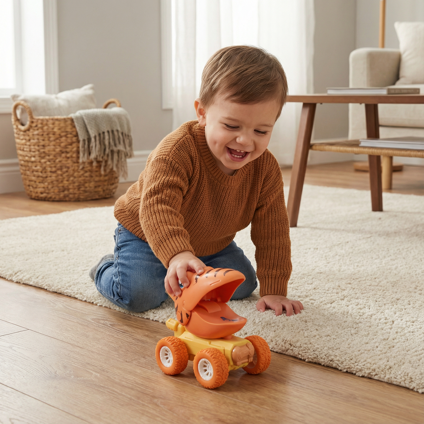 Dinosaur Push Truck with Rolling Wheels and Molded Design for Kids