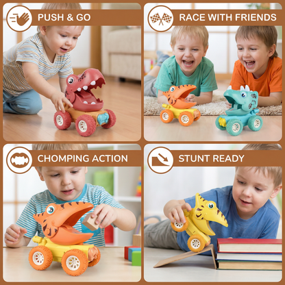 Dinosaur Push Truck with Rolling Wheels and Molded Design for Kids