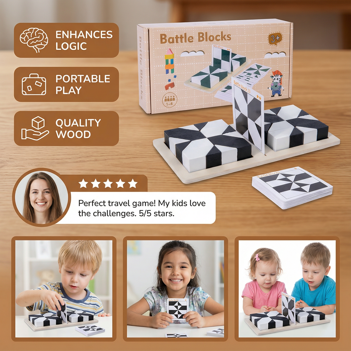 Pocket Size Dual Color Logic Puzzle Game for Kids and Adults in 1 Player and 2 Player Sets