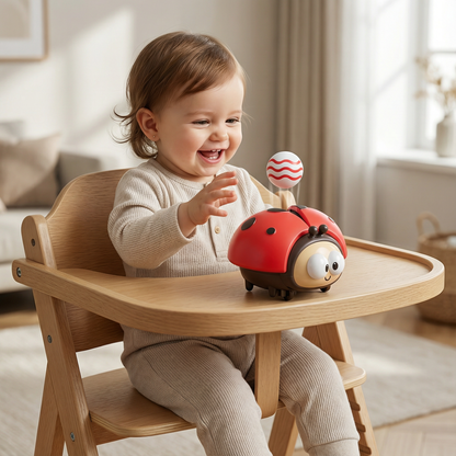 Ladybug Balloon Toy with Floating Airflow and Easy Button for Babies