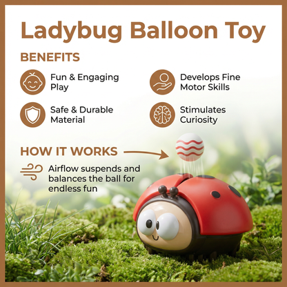 Ladybug Balloon Toy with Floating Airflow and Easy Button for Babies