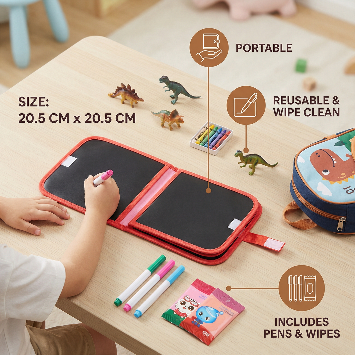 Reusable Wipe Clean Drawing Book for Kids with 6 Fun Cover Designs