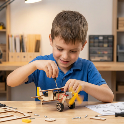 Engineering Construction Set with Hydraulic Arm and Propeller Plane Models