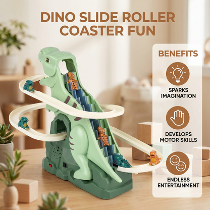 Colorful Dino Slide Roller Coaster Toy with Quick Assembly for Playrooms and Gardens