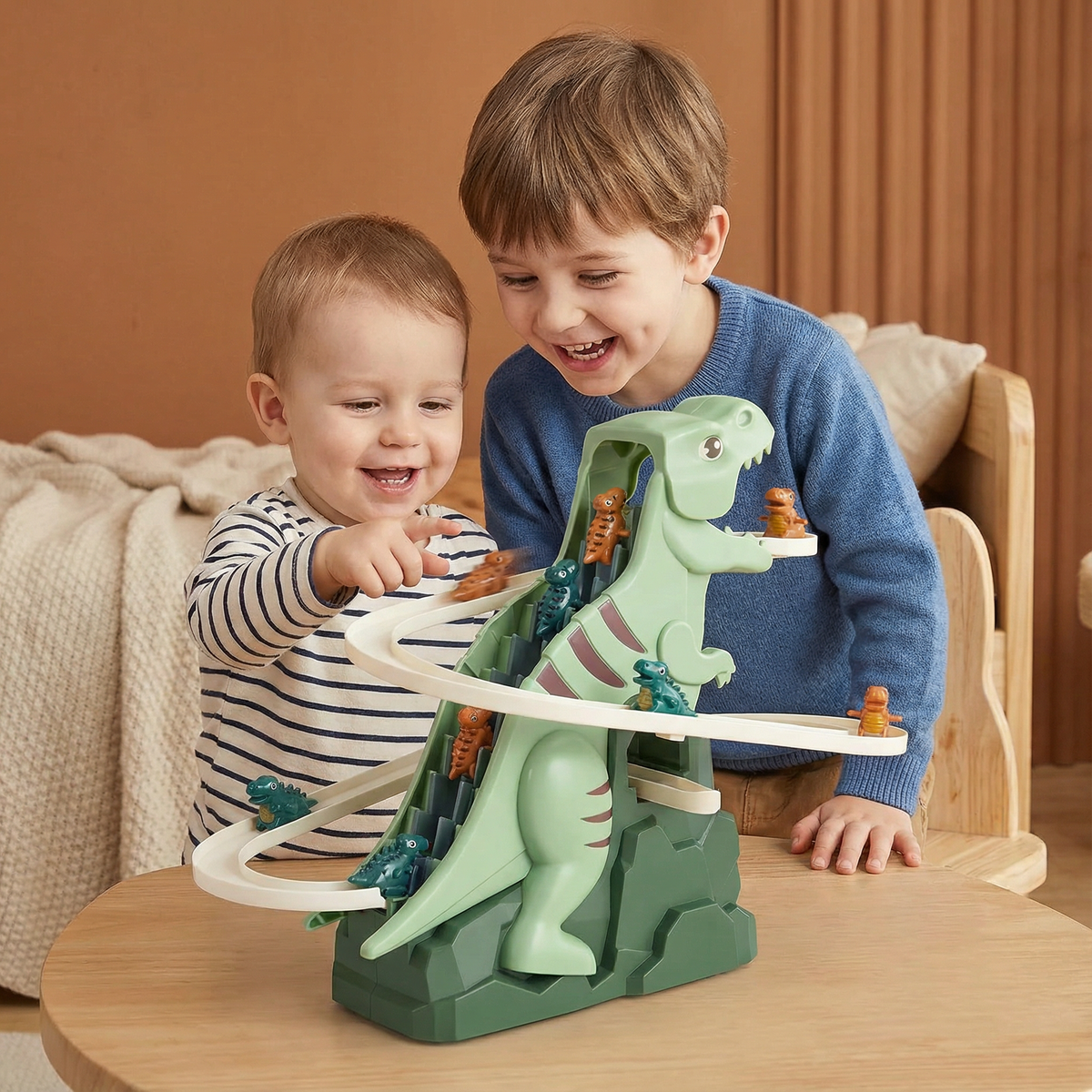 Colorful Dino Slide Roller Coaster Toy with Quick Assembly for Playrooms and Gardens