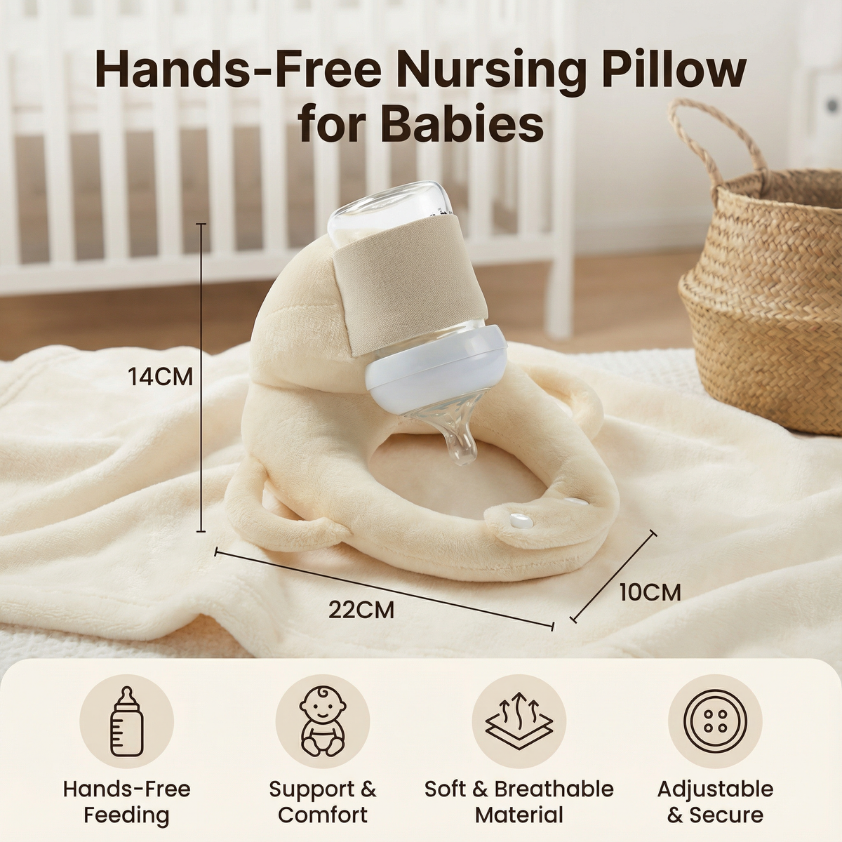 Hands Free Baby Bottle Holder Pillow with Breathable Mesh Fabric for Feeding Time
