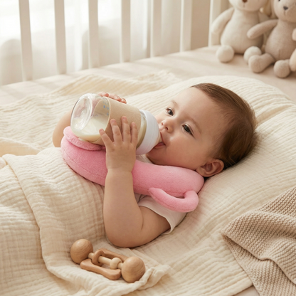 Hands Free Baby Bottle Holder Pillow with Breathable Mesh Fabric for Feeding Time