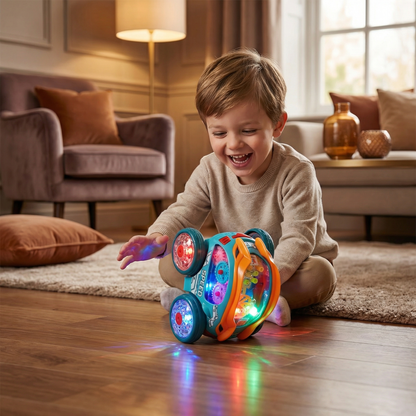 Glowing Somersault Stunt Car with Flashing LED Lights and Rechargeable Battery