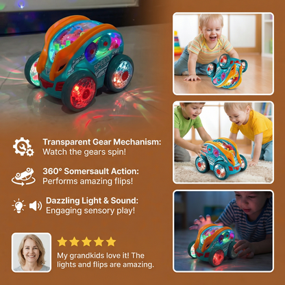 Glowing Somersault Stunt Car with Flashing LED Lights and Rechargeable Battery