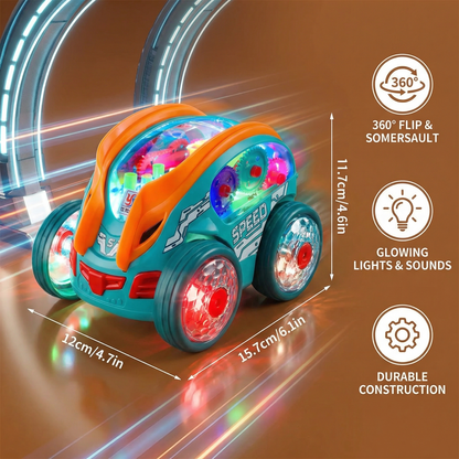 Glowing Somersault Stunt Car with Flashing LED Lights and Rechargeable Battery