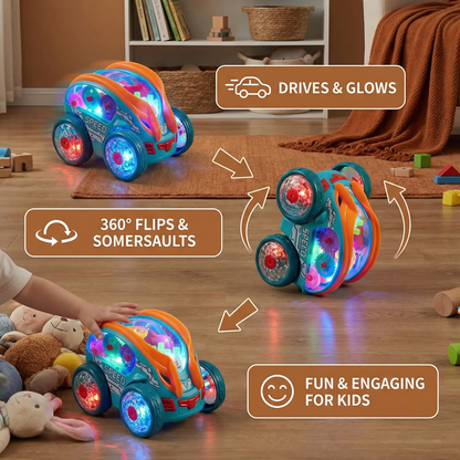 Glowing Somersault Stunt Car with Flashing LED Lights and Rechargeable Battery