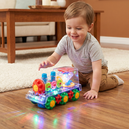 Musical Steam Train Toy with Glowing Lights and Automatic Motion for Kids Playrooms
