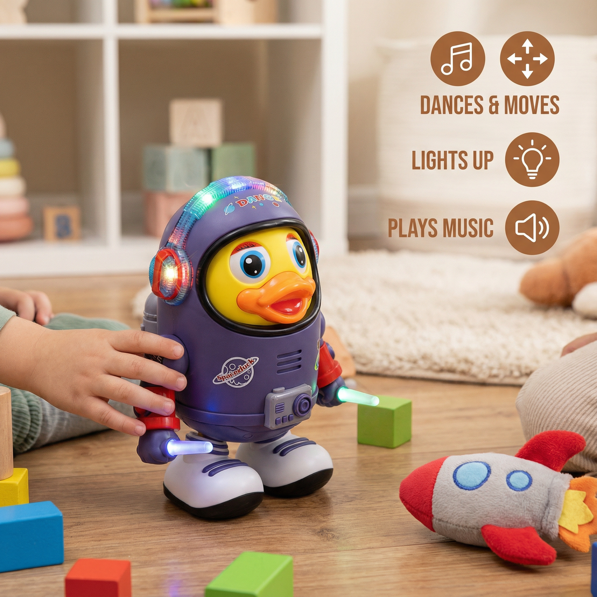 Musical Dancing Duck with Space Suit and Built In Songs for Toddlers
