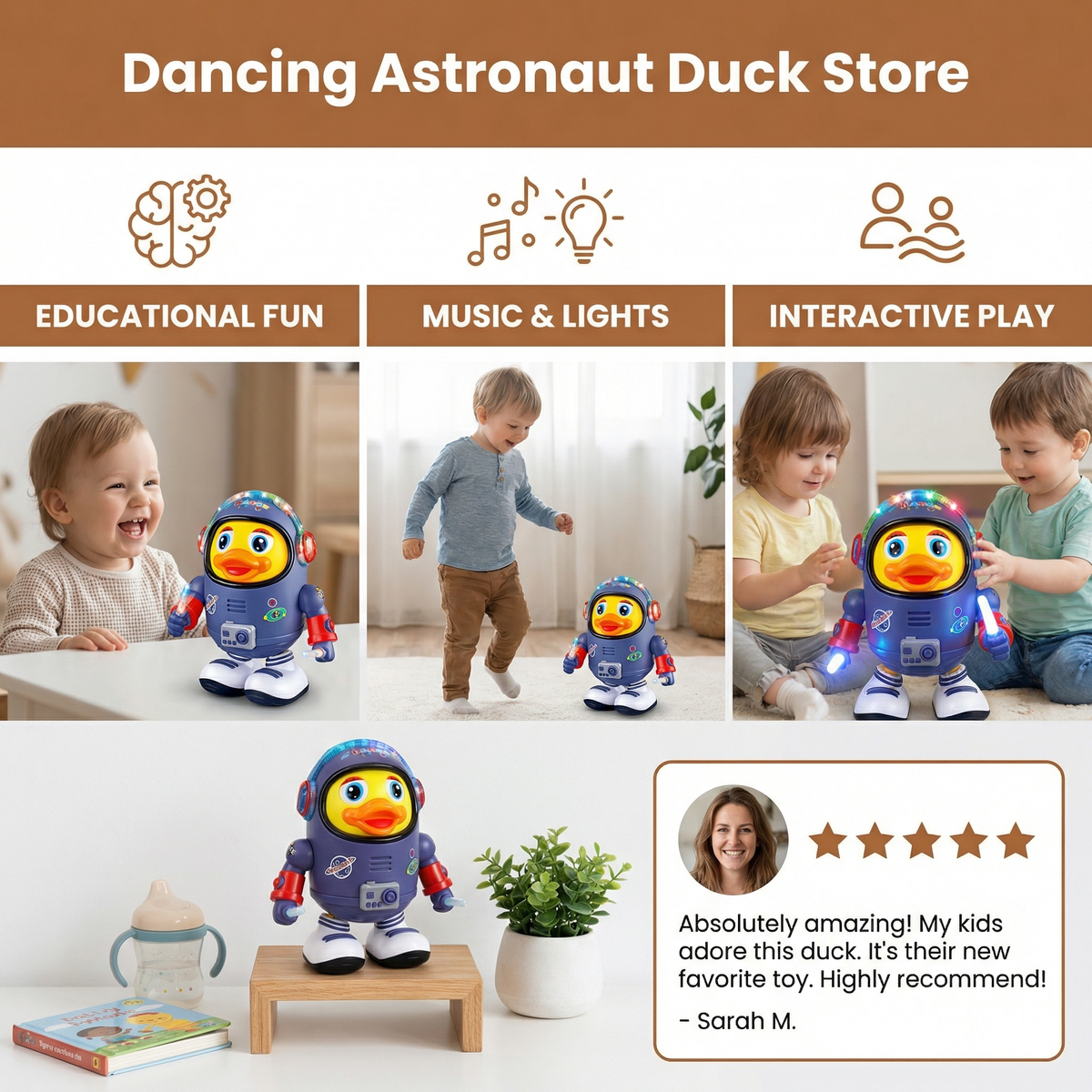 Musical Dancing Duck with Space Suit and Built In Songs for Toddlers