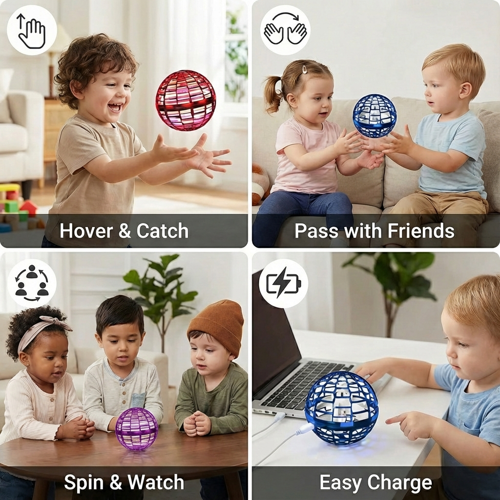 LED Flying Ball with Rechargeable Battery and Indoor Outdoor Use