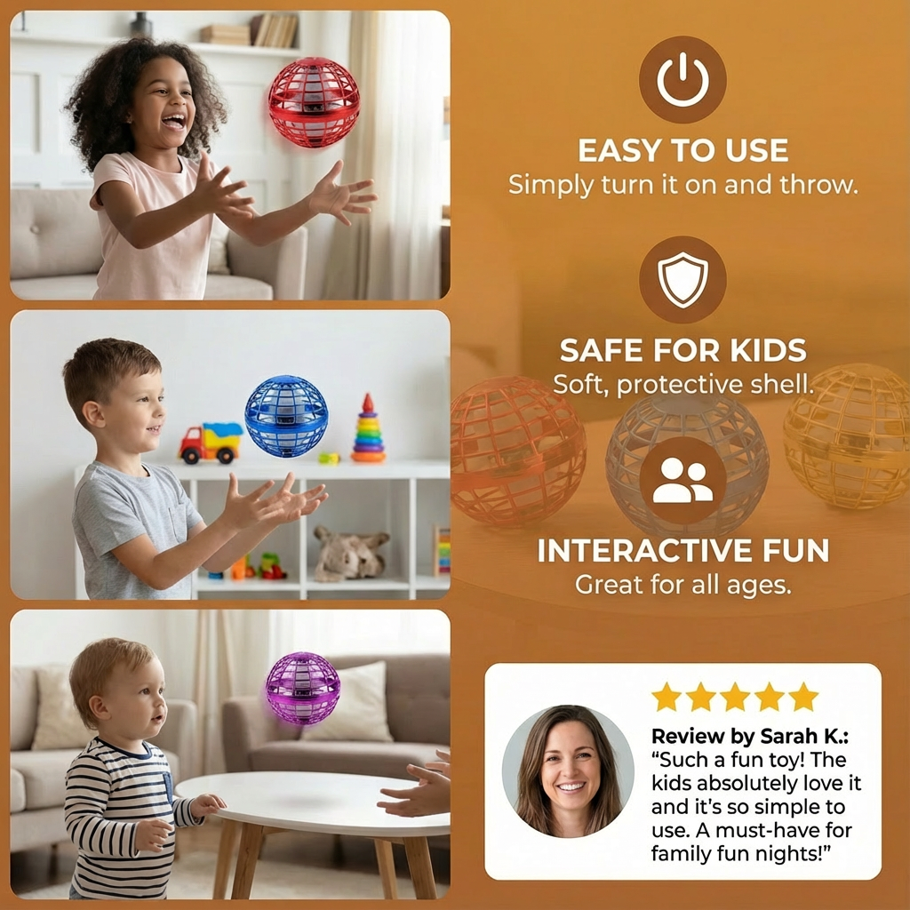 LED Flying Ball with Rechargeable Battery and Indoor Outdoor Use