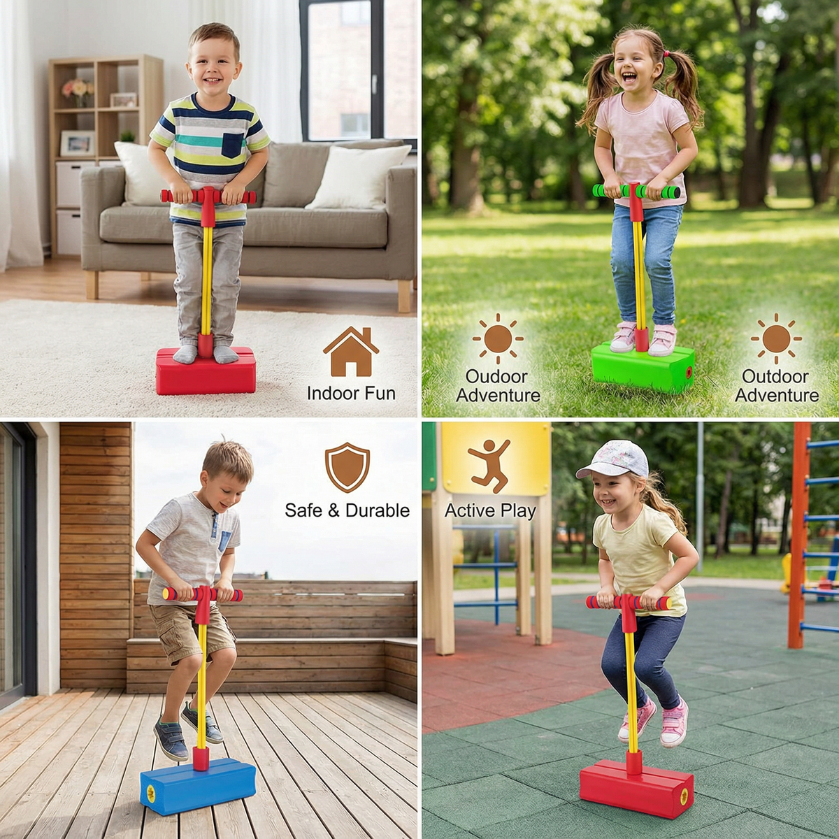 Soft Foam Hopper for Kids with Cushioned Handle and Grippy Footpad in Five Colors