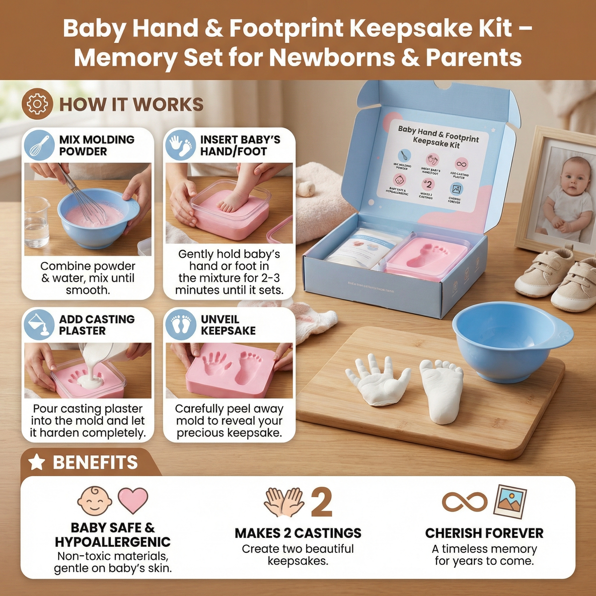 Baby Hand and Footprint Keepsake Kit for Newborns and New Parents