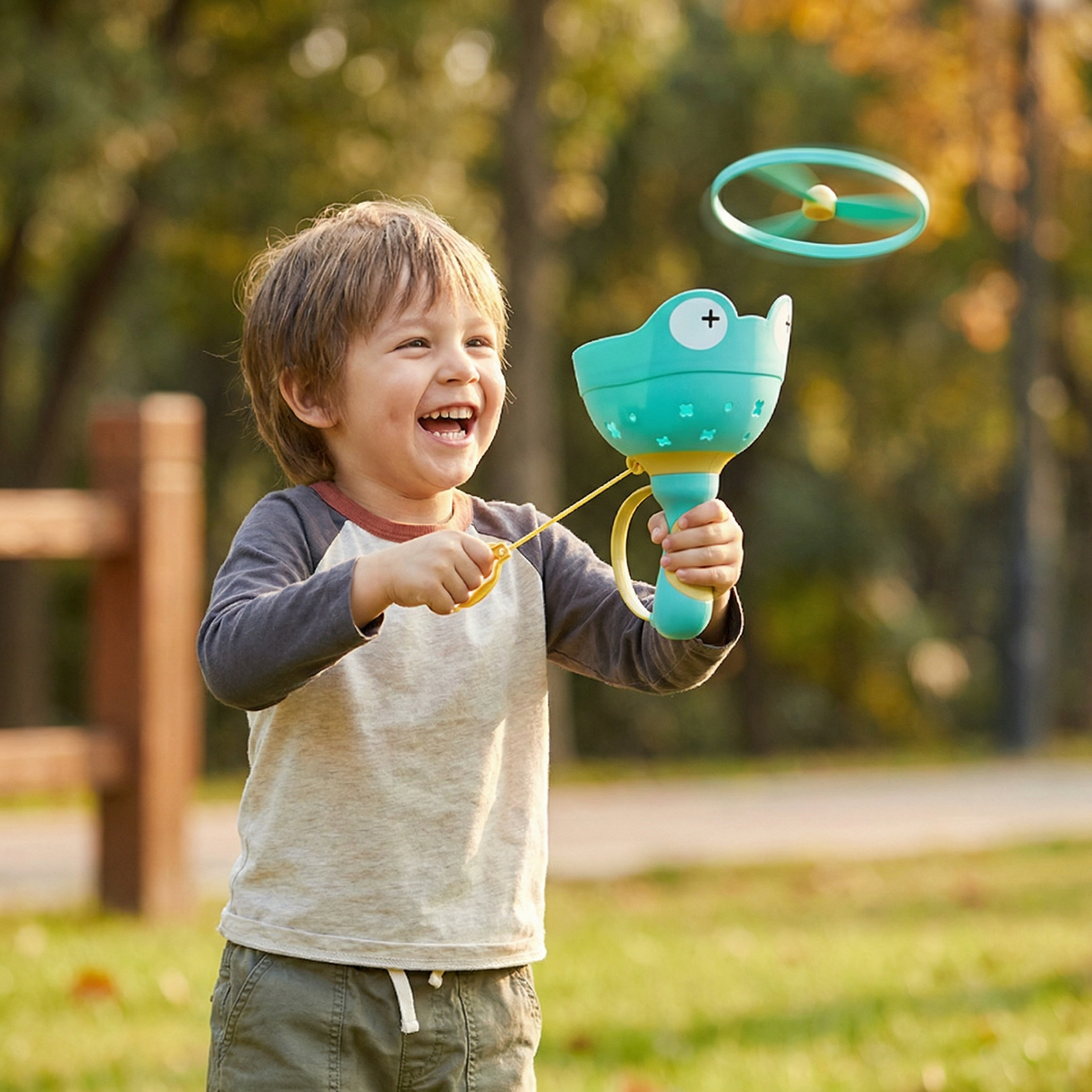 Frog Launcher Flying Propeller Toy with 6 Spinning Propellers for Garden Play