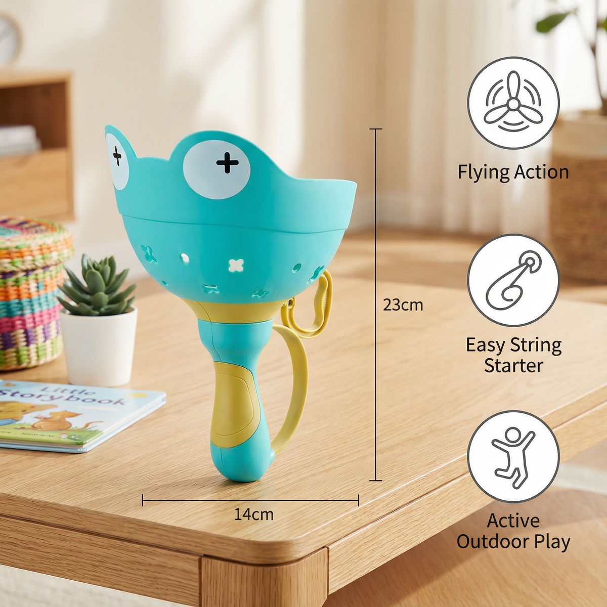 Frog Launcher Flying Propeller Toy with 6 Spinning Propellers for Garden Play