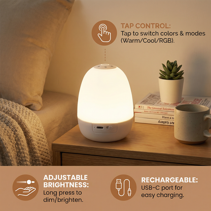 Silicone Egg Night Light with Touch Dimming Control