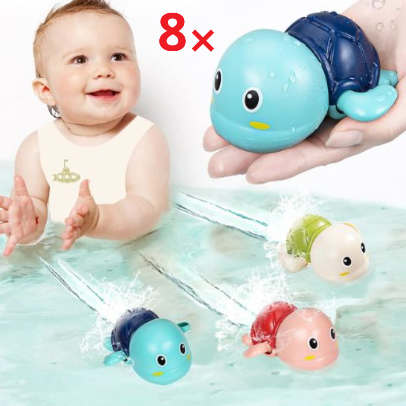 Wind Up Swimming Turtle Bath Toys with Rotating Mechanism, 8 Pack