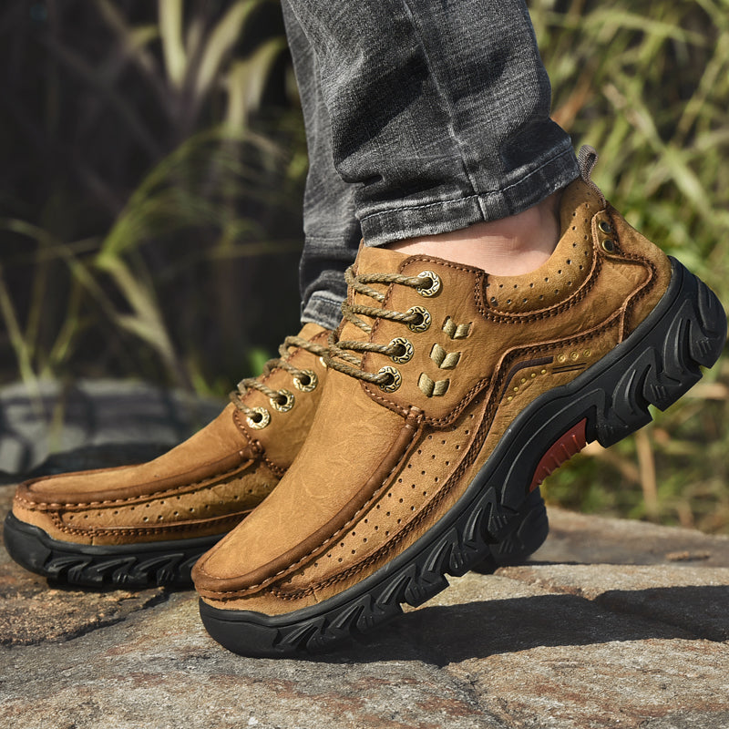 Cozy women's brown leather orthopedic ankle boots, perfect for winter, offering warmth and comfort