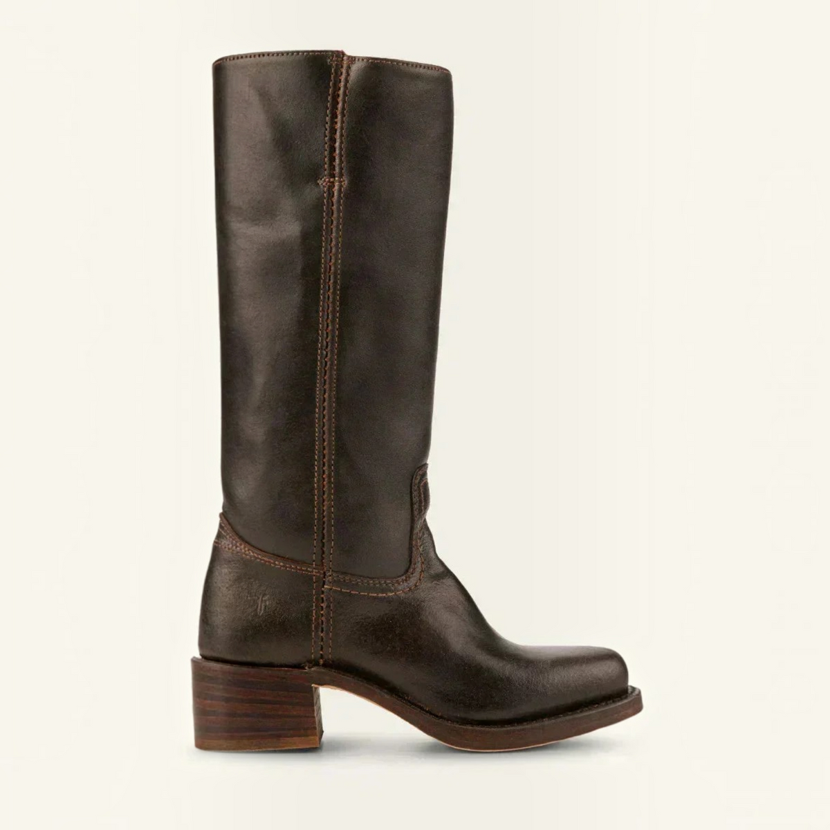 Mid Calf Boots with Block Heel and Closed Toe, Pull On Entry