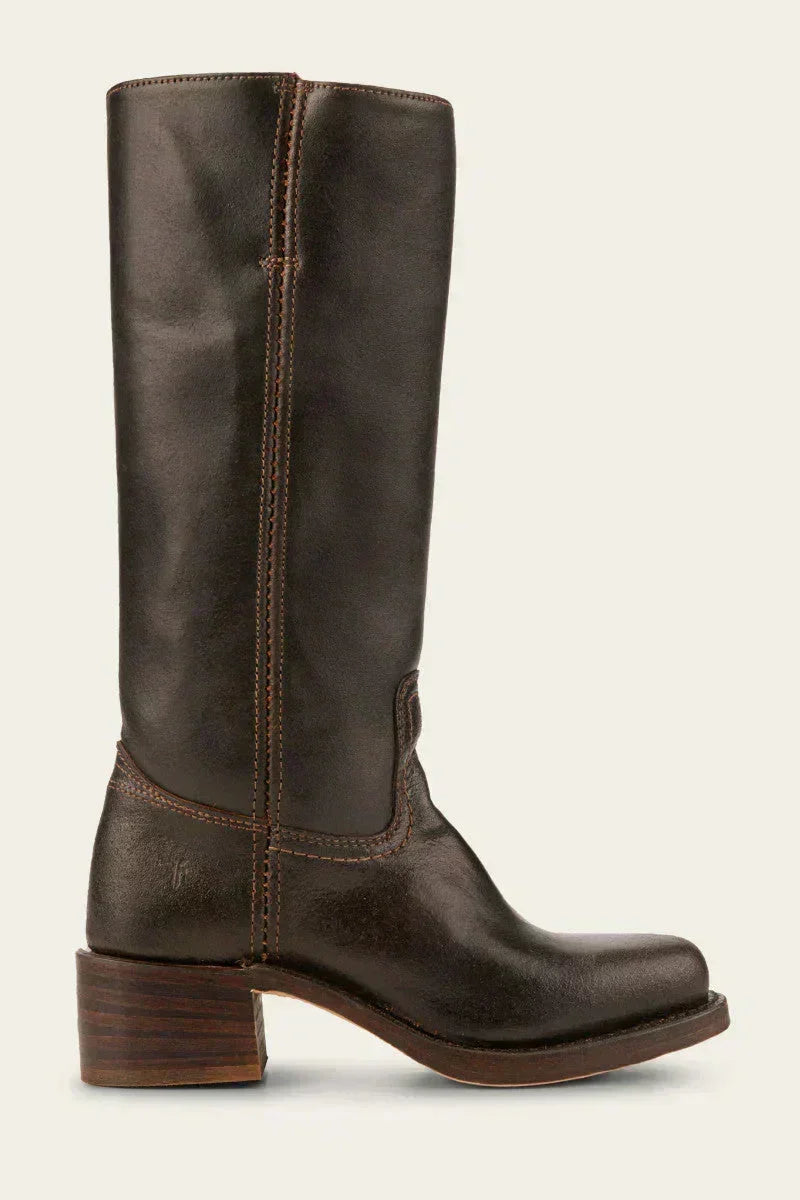 Modern women's mid-calf boots, featuring a trendy block heel and a sleek closed toe.